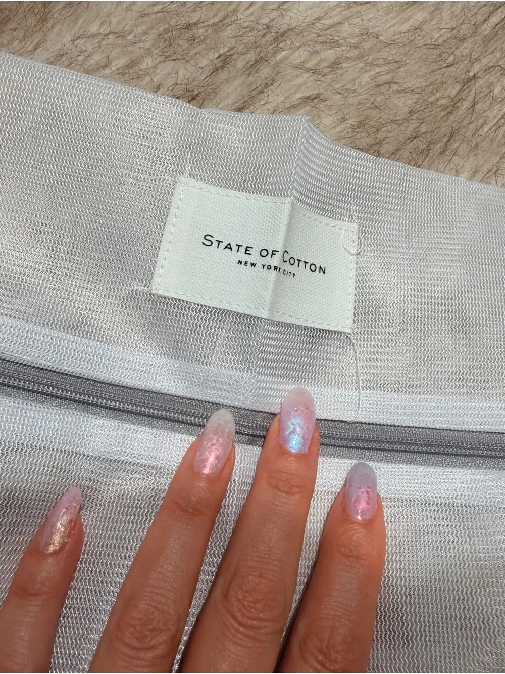 State of Cotton White Mesh Garment Bag with Zipper NEW in package